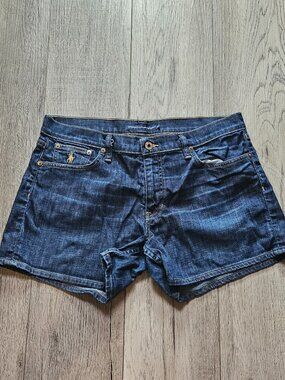 Ralph Lauren Sport Denim Skirt Jean Shorts Dark Wash Embroidered Pony Size 12